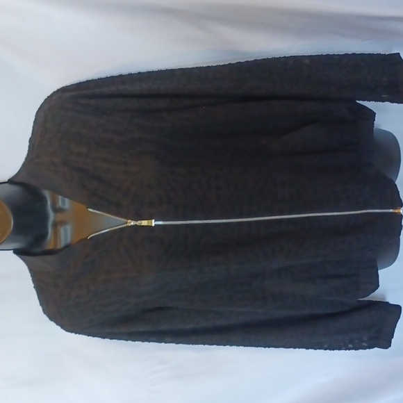 Relativity Sheer sleeves Textured Zip Up Jacket, elastic cuffs and bottom EUC - Picture 1 of 8